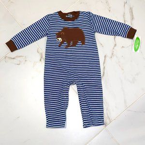 Boys Striped BEAR One Piece Longall NWT